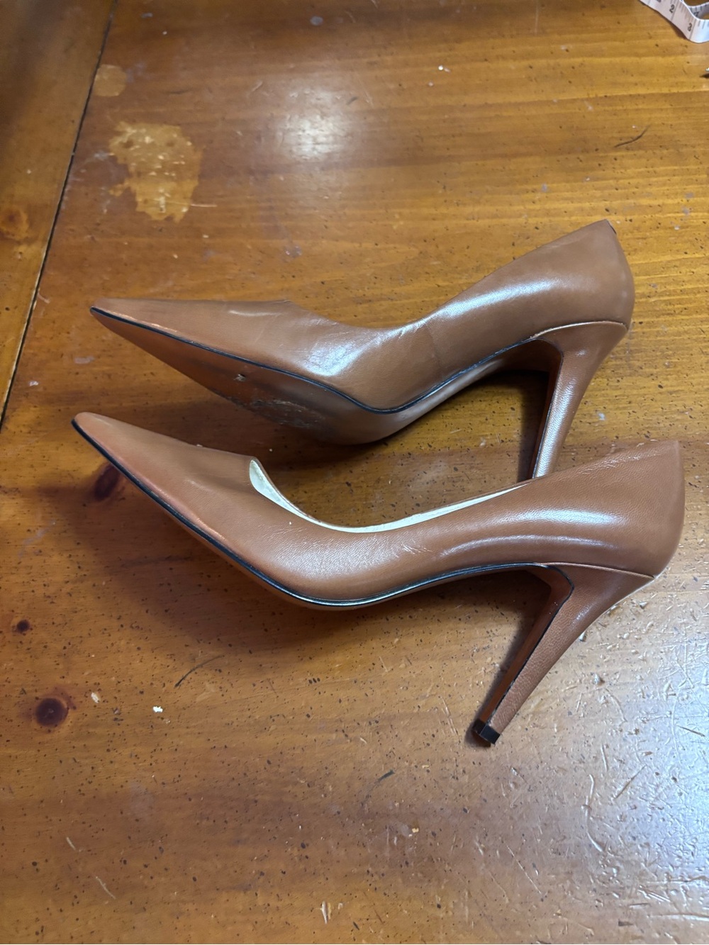 Ralph Lauren Tan Leather Pointed-Toe Pumps - Picture 8 of 11
